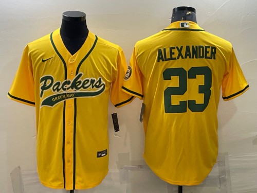 Men's Green Bay Packers #23 Jaire Alexander Gold With Patch Cool Base Stitched Baseball Jersey